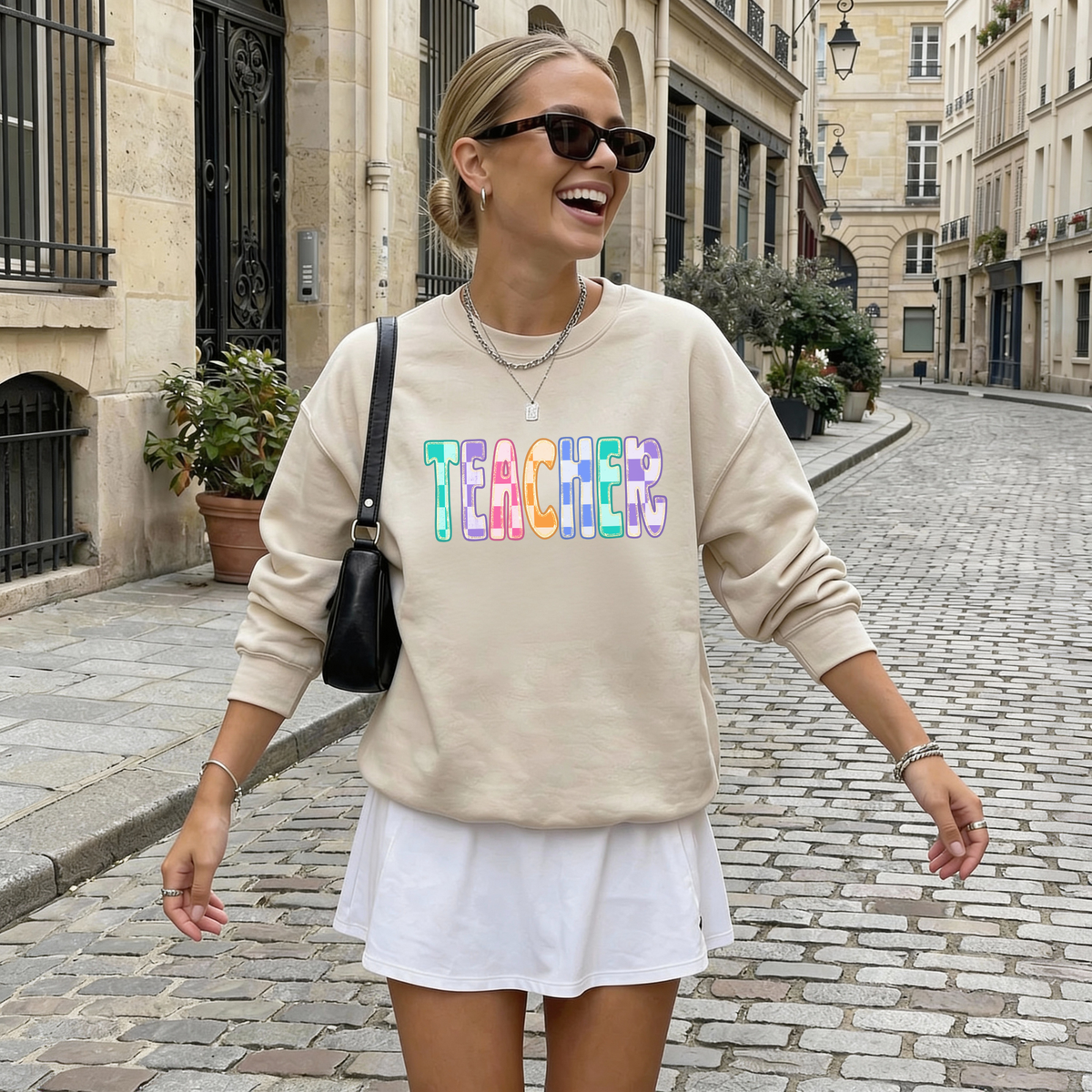 Colorful Checkered Teacher