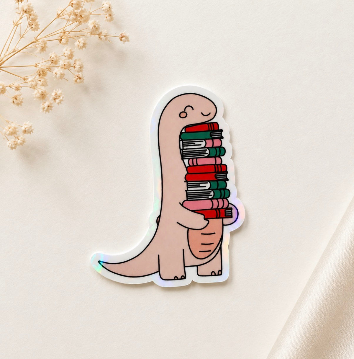 Cute Reading Dinosaur (Holographic)