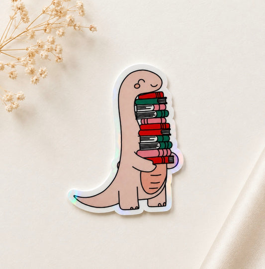 Cute Reading Dinosaur (Holographic)