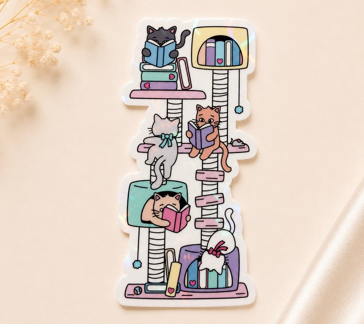 Bookish Kitties (Heart Holographic)