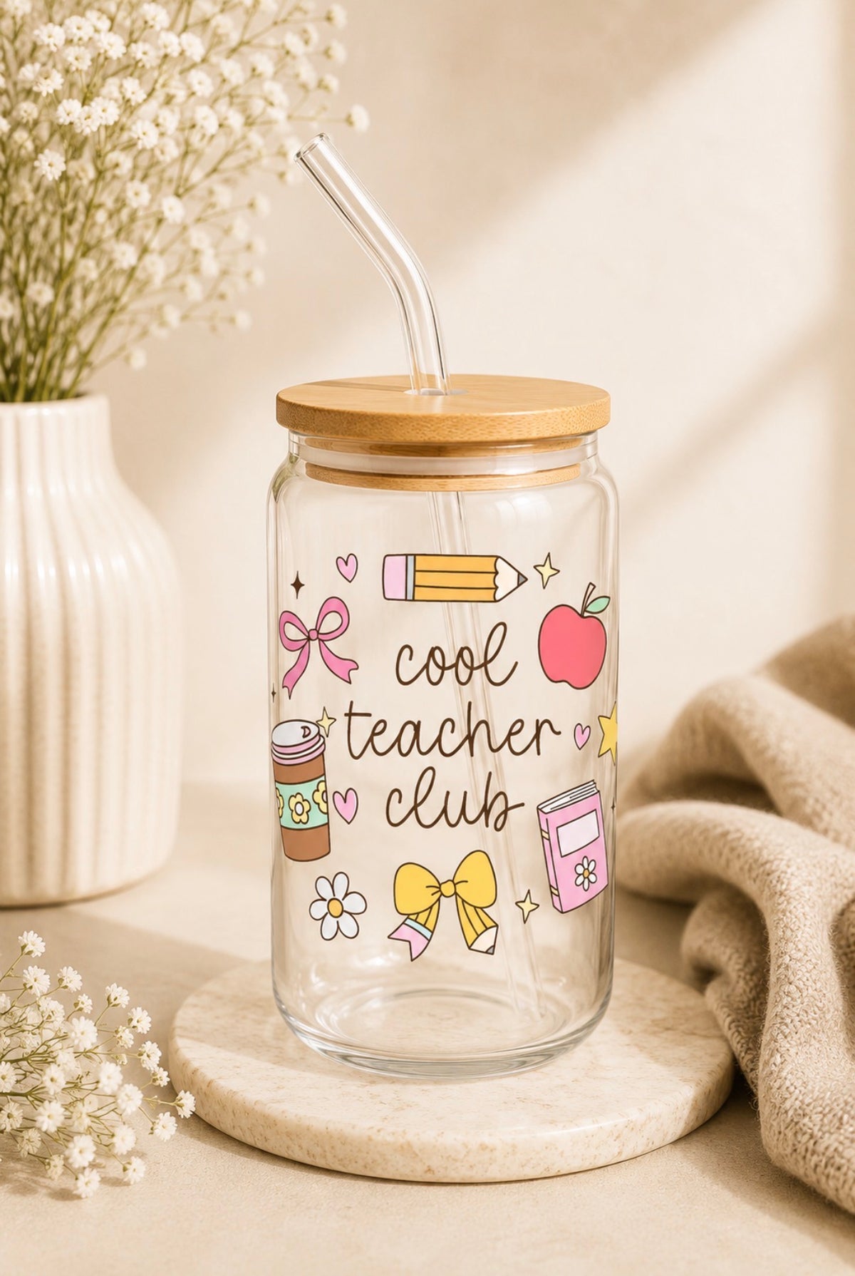Cool Teacher Club 16oz Glass Cup