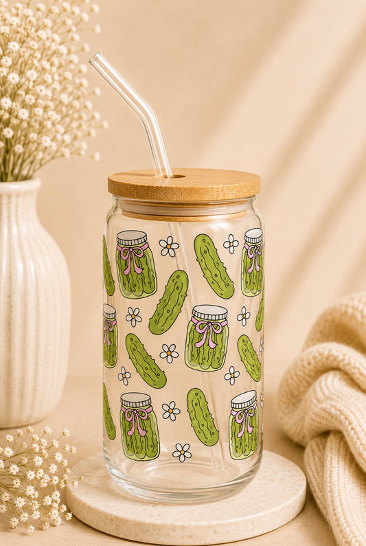 Pickle Lover 16oz Glass Cup