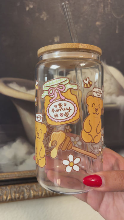 Hunny Bear 16oz Glass Cup